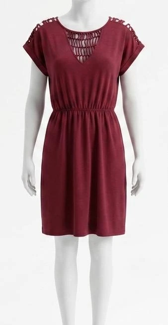 Vestido de verão bordô – Detalhes entrelaçados – Jennyfer (PP) – photo 3